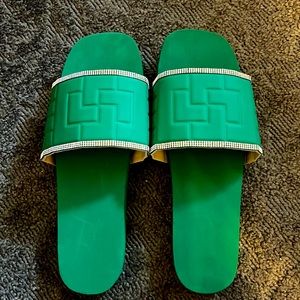 Women’s Green Greek Key sparkly sandals BRAND NEW